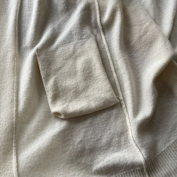 THEORY 100% Cashmere Cream Open Front Ribbed Sleeve Women's Sweater, Small - Picture 8 of 13